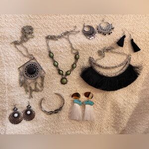 Lot of Women’s Jewelry - Black, Turquoise & Green Statement Pieces